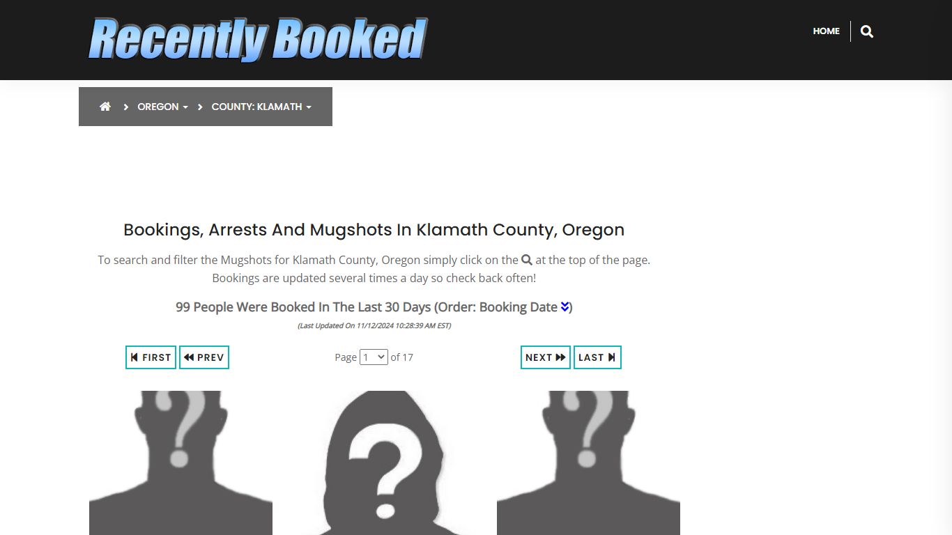 Bookings, Arrests and Mugshots in Klamath County, Oregon - Recently Booked