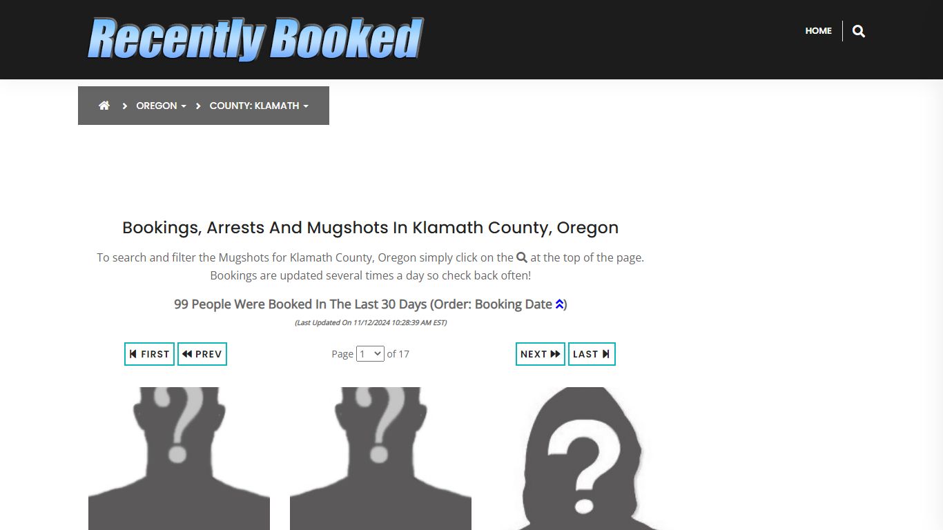 Bookings, Arrests and Mugshots in Klamath County, Oregon - Recently Booked