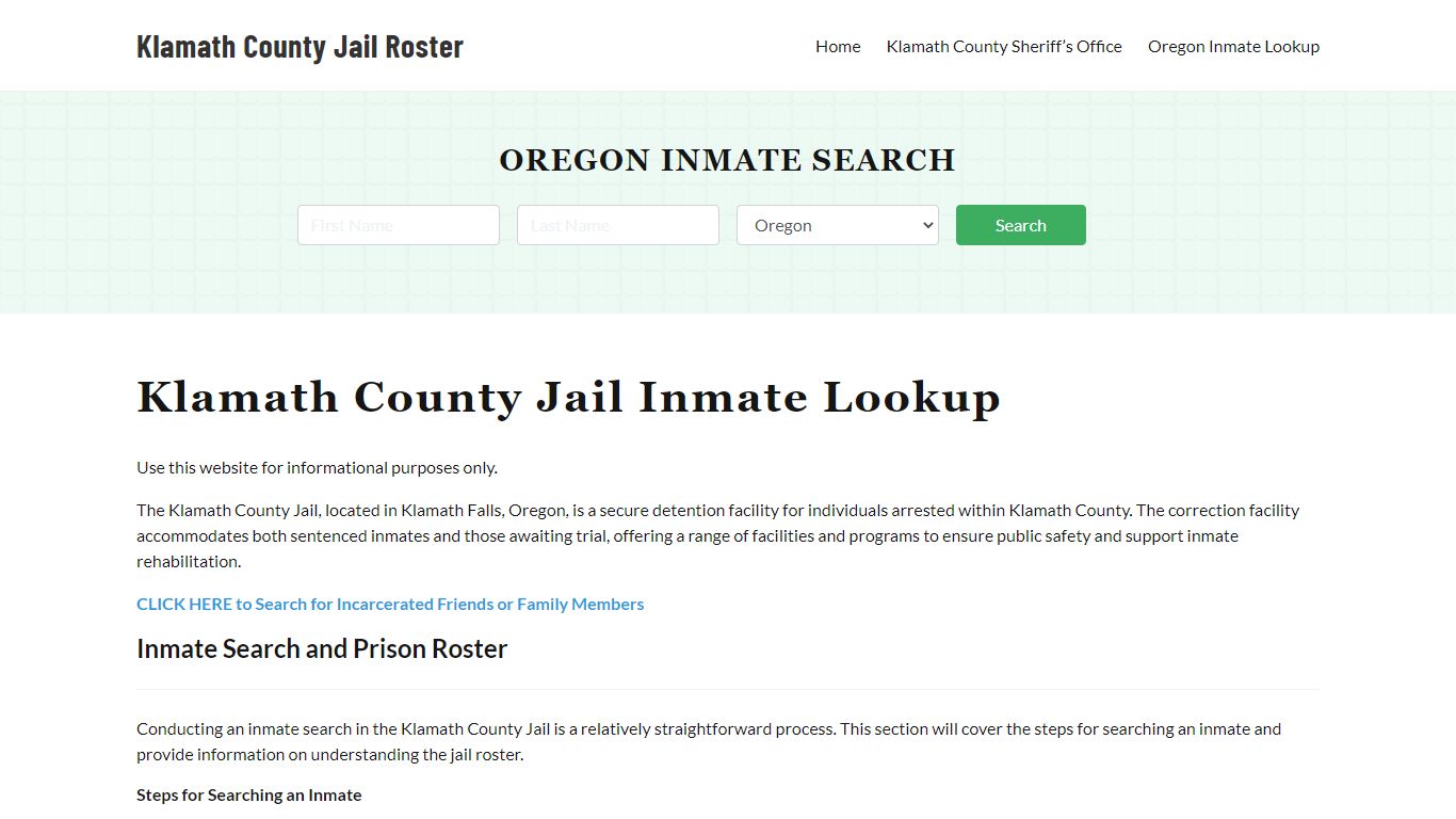 Klamath County Jail Roster Lookup, OR, Inmate Search